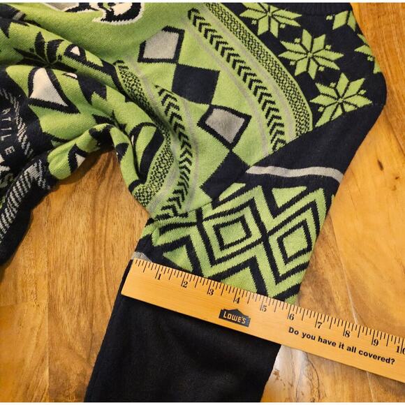 Seahawks SzL Ugly Football sweater. Football Game day. Super Fan. Seattle team - Picture 14 of 15